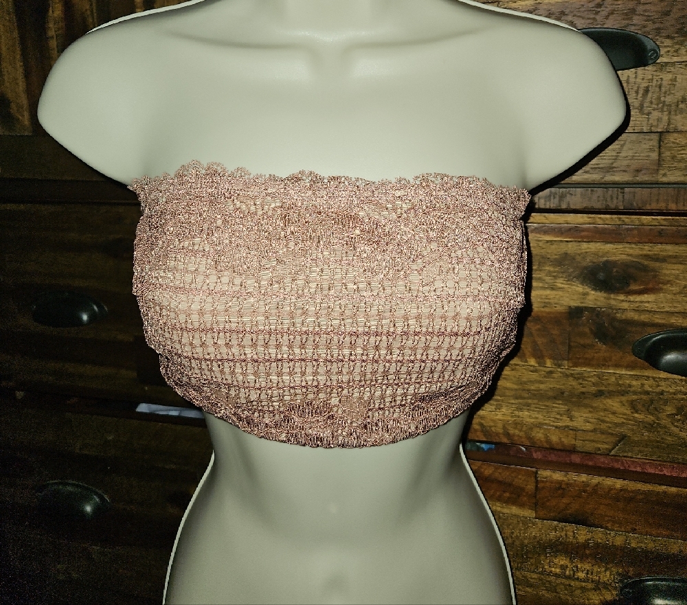 Free People Pink Smocked Strapless Crop Top